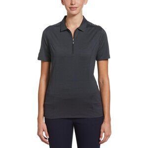 CALLAWAY Women's Tonal Heather 1/4 Zip Polo Shirt Ebony Heather Gray Size Large
